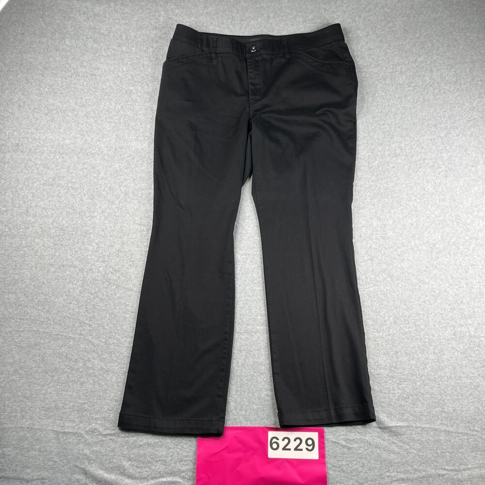 Lee Regular Fit Straight Leg Mid Rise Pants Womens 14 Petite Flex Black Stretch